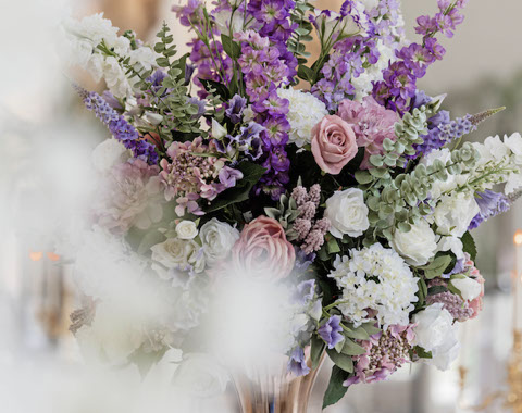 luxury Lilac Wedding Centrepiece