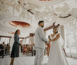 bride & groom civil wedding blossom tree canopies